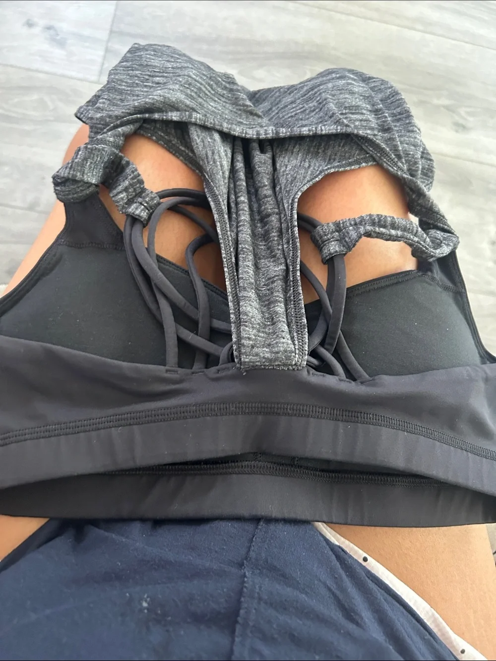 Lululemon lighten up strappy bra activewear heathered gray tank top size S